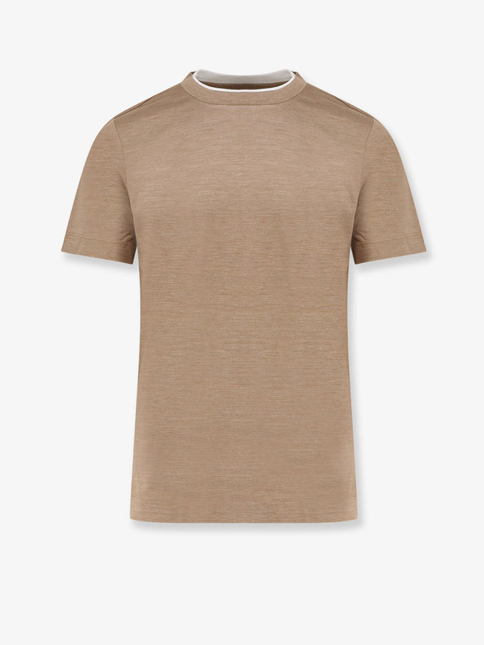Boss Cotton And Silk T-Shirt Medium Brown
