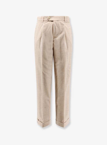 Boss Peet Pleat Corduroy Trousers Open Beige