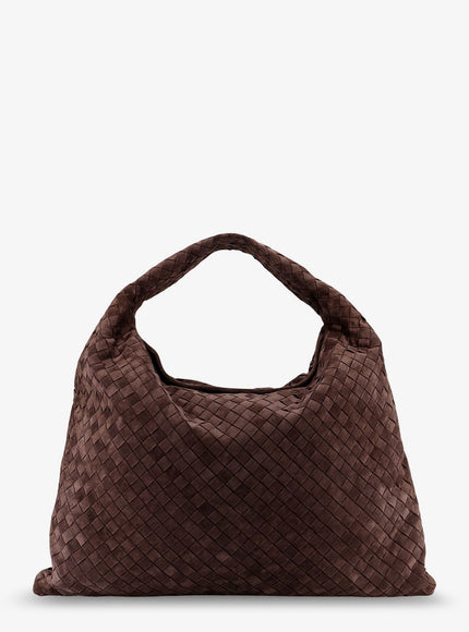 Bottega Veneta Hop Suede Shoulder Bag With Intrecciato Motif Uni Fondant-M Brass