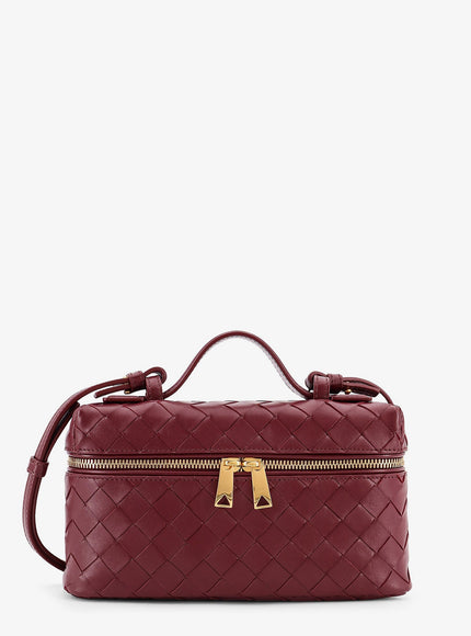Bottega Veneta Bang Bang Leather Vanity Case With Intrecciato Motif Uni Barolo-Gold