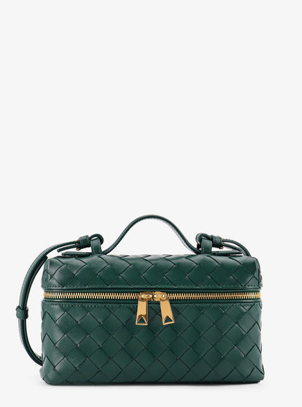 Bottega Veneta Bang Bang Leather Vanity Case With Intrecciato Motif Uni Emerald Green-Gold