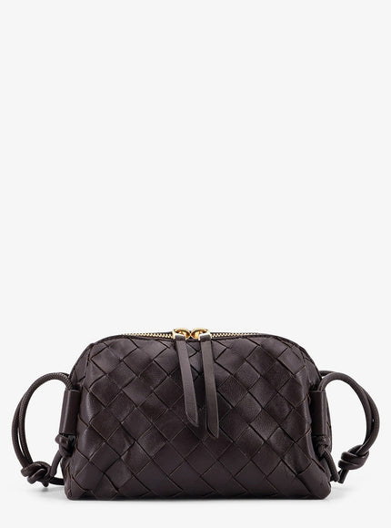 Bottega Veneta Concert Leather Clutch With Intrecciato Motif Uni Fondant-Gold