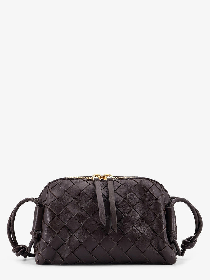 Bottega Veneta Concert Leather Clutch With Intrecciato Motif Uni Fondant-Gold