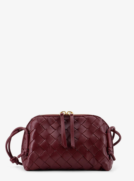 Bottega Veneta Concert Leather Clutch With Intrecciato Motif Uni Barolo-Gold