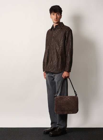Bottega Veneta Intrecciato Suede Shoulder Bag