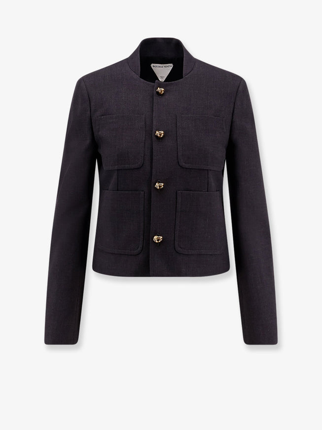 Bottega Veneta Cotton And Viscose Blazer With Knots Detail Anthracite
