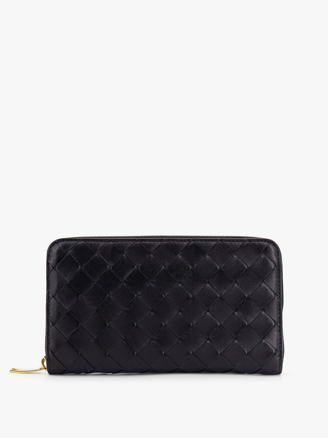 Bottega Veneta Leather Wallet With Intrecciato Motif Uni Black