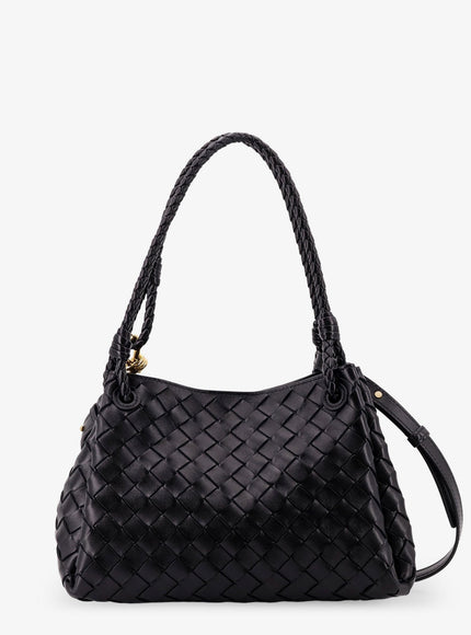 Bottega Veneta Parachute Leather Shoulder Bag With Intrecciato Motif And Knot Detail