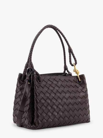 Bottega Veneta Parachute Leather Shoulder Bag With Intrecciato Motif And Knot Detail