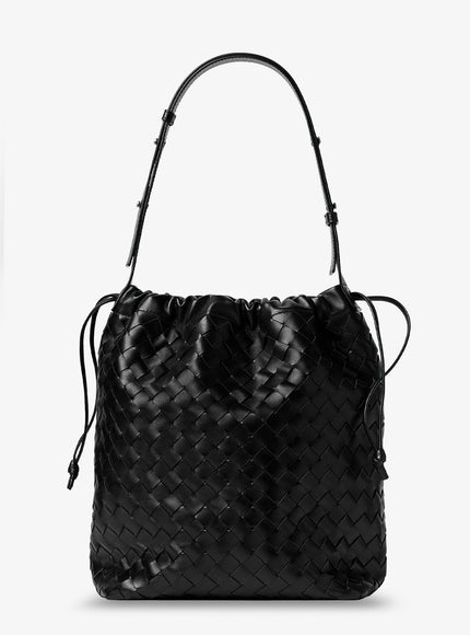 Bottega Veneta Bucket Intrecciato Biblioteca Leather Shoulder Bag