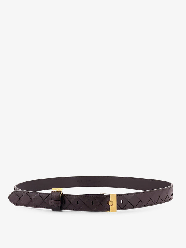 Bottega Veneta Leather Belt With Intrecciato Motif Fondant-M Brass