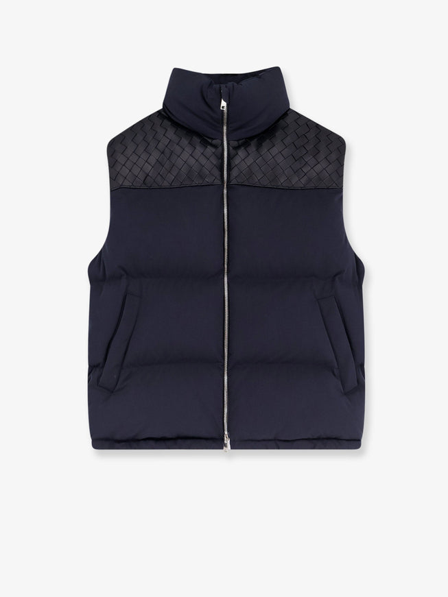 Bottega Veneta Cotton Blend Sleeveless Jacket Midnight Blue