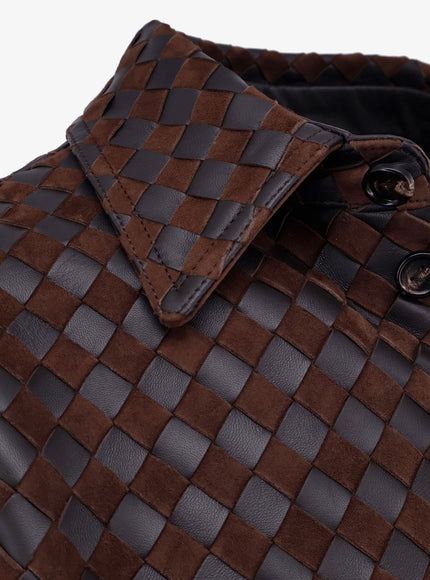 Bottega Veneta Leather And Suede Shirt/Jacket With Intrecciato Motif
