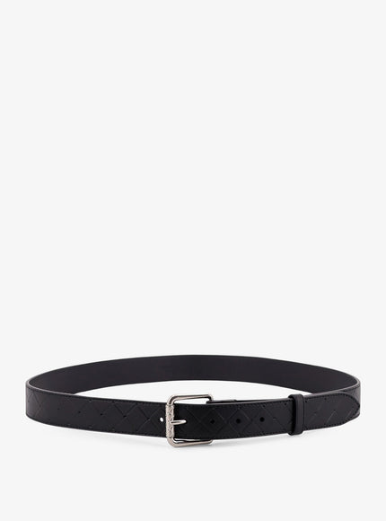 Bottega Veneta Leather Belt Black-Silver