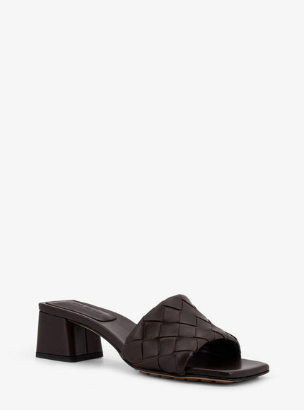 Bottega Veneta Leather Heel Sandals With Intrecciato Motif