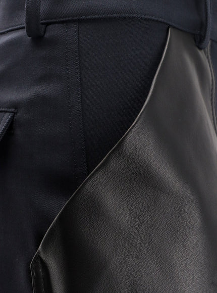 Bottega Veneta Cotton And Wool Trousers With Leather Inserts