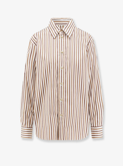 Bottega Veneta Cotton Shirt Chalk Toffee Brown
