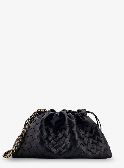 Bottega Veneta Dustbag Leather Pouch With Intrecciato Motif Uni Black-M Brass