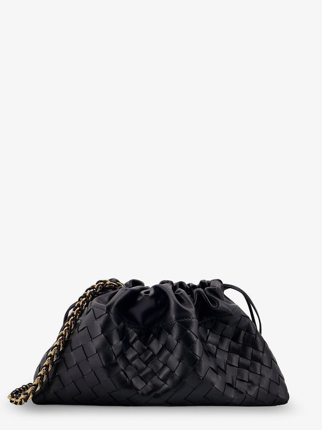 Bottega Veneta Dustbag Leather Pouch With Intrecciato Motif Uni Black-M Brass