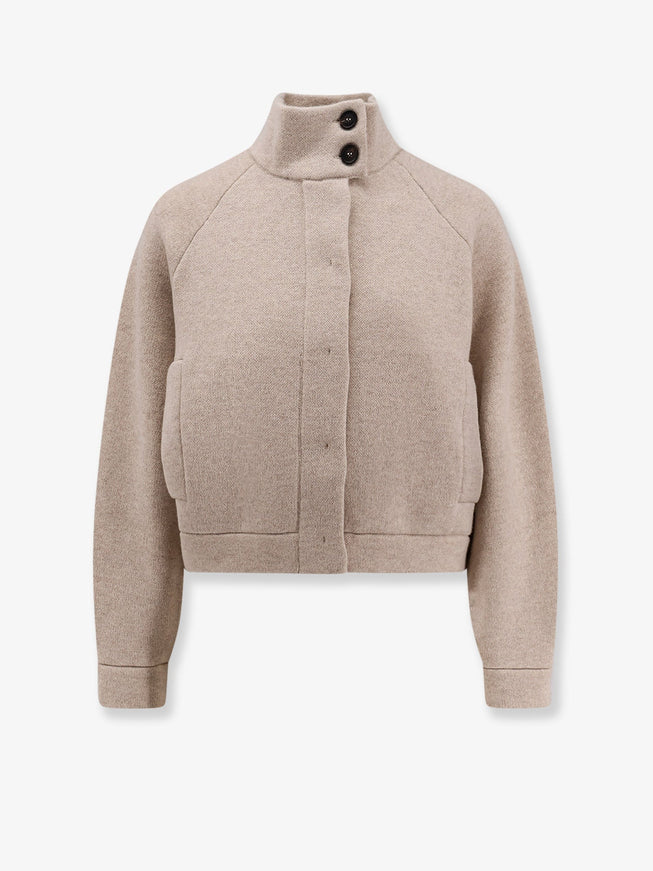 Brunello Cucinelli Cashmere Cardigan With Monili Beige