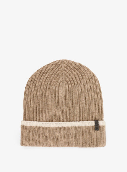 Brunello Cucinelli Cashmere Hat With Monili Detail Brown+Panama