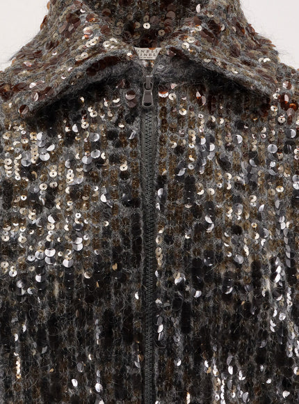 Brunello Cucinelli Mohair Cardigan With All-Over Sequins