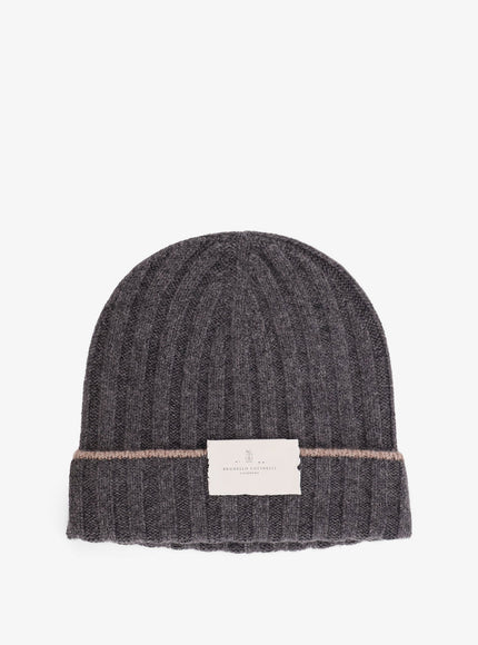 Brunello Cucinelli Beanie Cashmere Hat Dark Grey