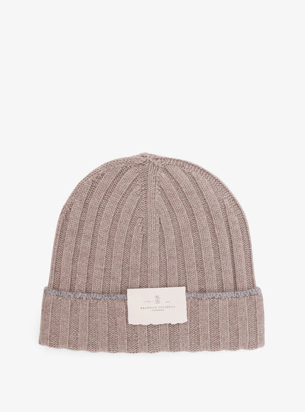 Brunello Cucinelli Beanie Cashmere Hat Corteccia Grigio Chiaro