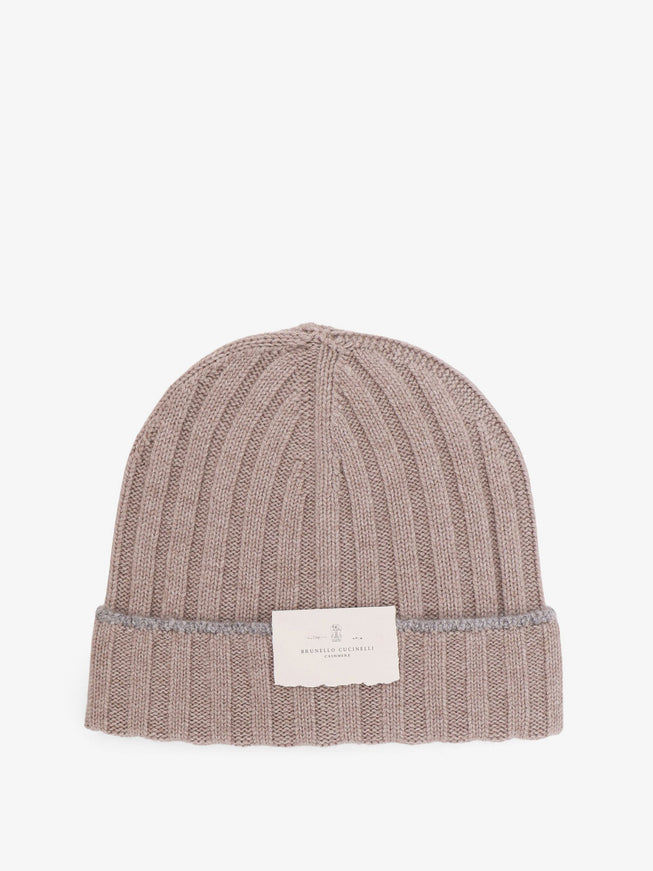 Brunello Cucinelli Beanie Cashmere Hat Corteccia Grigio Chiaro