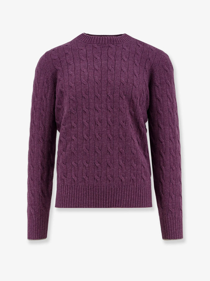 Brunello Cucinelli Cable Knit Cashmere Sweater 50 Beige