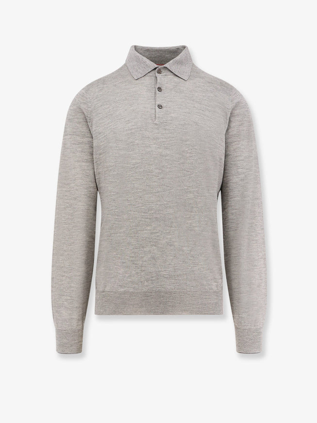 Brunello Cucinelli Cashmere And Silk Polo Shirt Grigio Chiaro Piombo