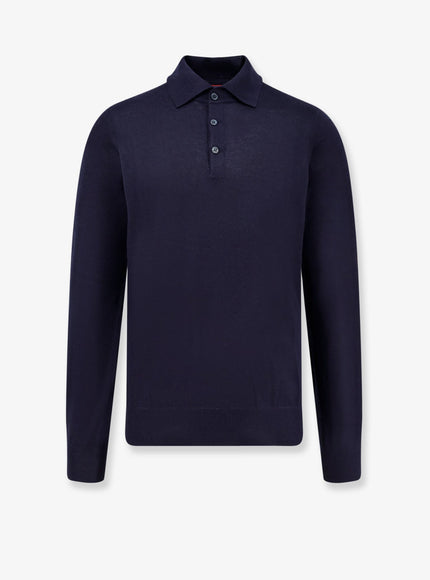 Brunello Cucinelli Cashmere And Silk Polo Shirt Navy