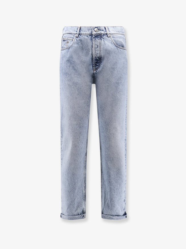 Brunello Cucinelli Stone-Washed Denim Jeans Denim Chiaro