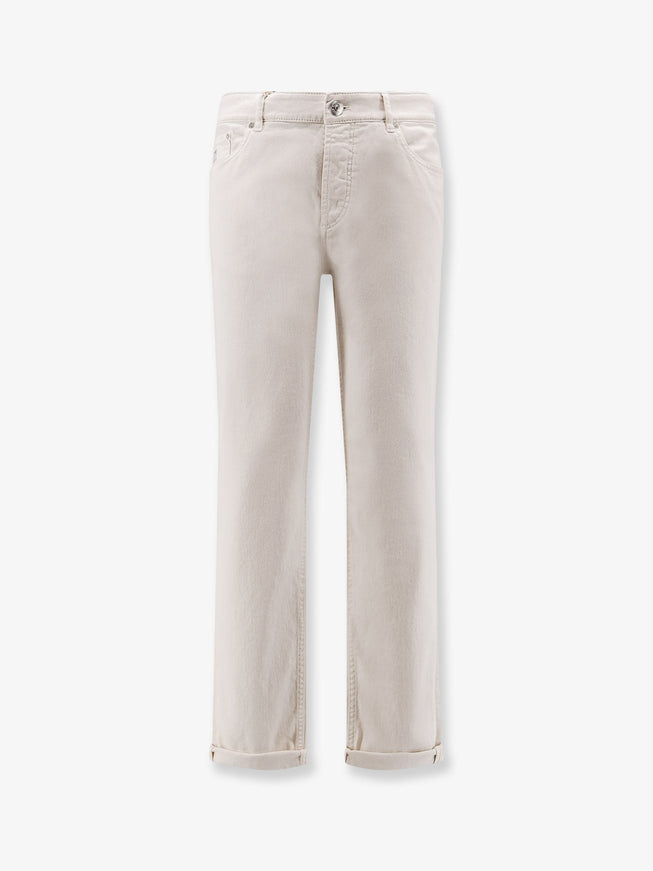Brunello Cucinelli Traditional Fit White Denim Trousers English White
