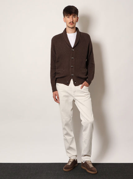 Brunello Cucinelli Traditional Fit White Denim Trousers