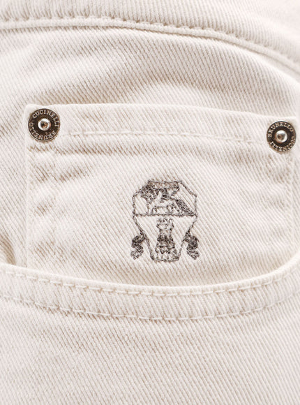 Brunello Cucinelli Traditional Fit White Denim Trousers
