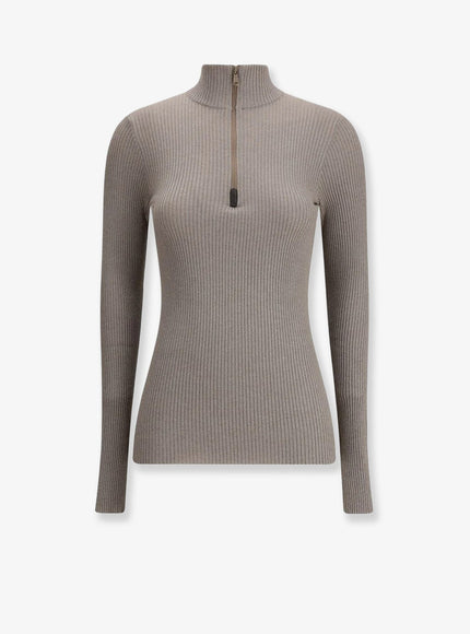 Brunello Cucinelli Cashmere Blend Turtleneck Sweater Smokey Taupe