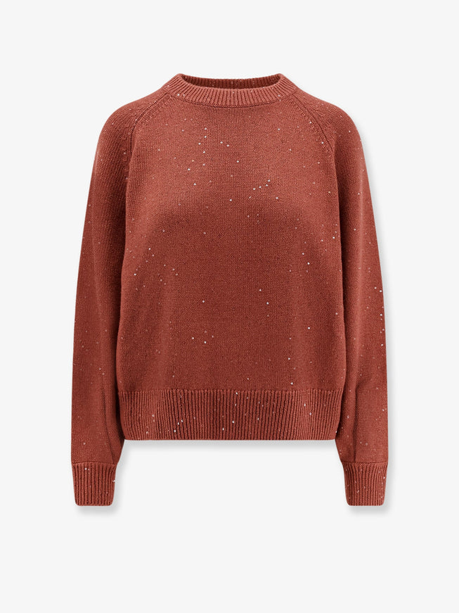 Brunello Cucinelli Cashmere And Silk Sweater With Sequins Marsala