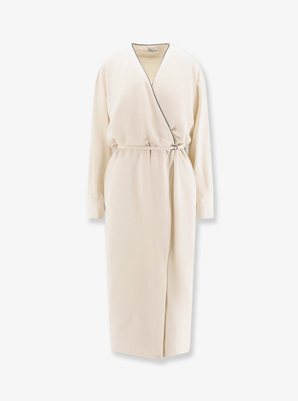 Brunello Cucinelli Silk Blend Long Dress Purewhite