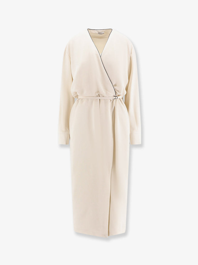 Brunello Cucinelli Silk Blend Long Dress Purewhite