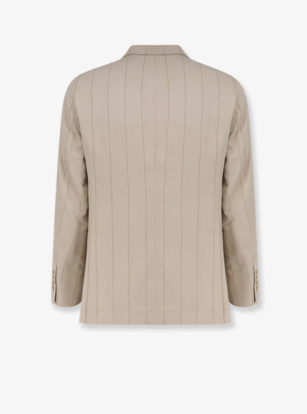 Brunello Cucinelli Silk Suit With Pinstripe Motif