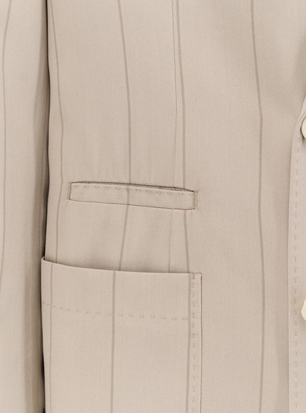 Brunello Cucinelli Silk Suit With Pinstripe Motif