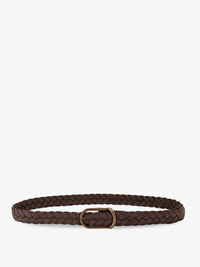 Brunello Cucinelli Suede Woven Belt Taupe
