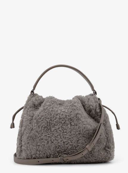 Brunello Cucinelli Bucket Mellow Small Shearling Fuzzy Bucket Bag