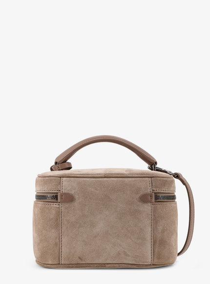 Brunello Cucinelli Suede Crossbody Bag With Leather Shoulder Strap