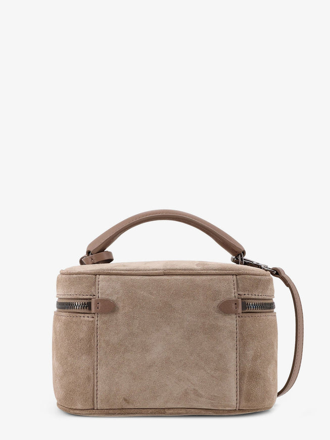 Brunello Cucinelli Suede Crossbody Bag With Leather Shoulder Strap