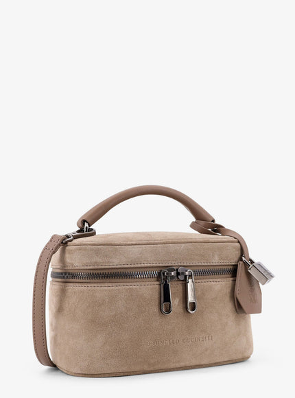 Brunello Cucinelli Suede Crossbody Bag With Leather Shoulder Strap