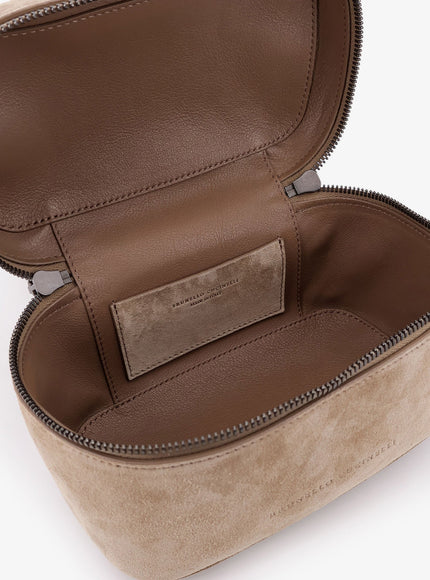 Brunello Cucinelli Suede Crossbody Bag With Leather Shoulder Strap