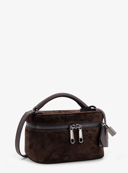 Brunello Cucinelli Suede Crossbody Bag With Leather Shoulder Strap