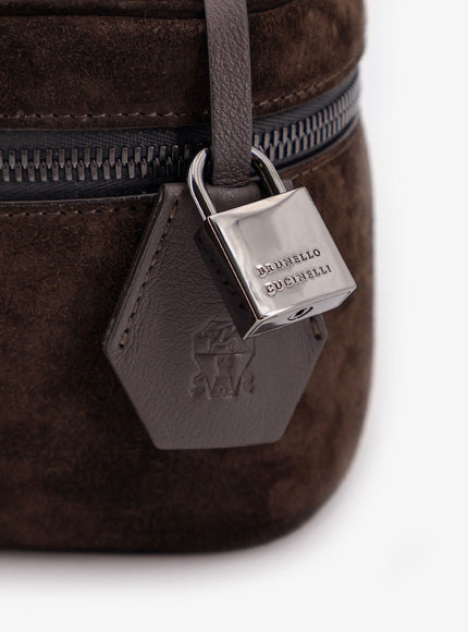 Brunello Cucinelli Suede Crossbody Bag With Leather Shoulder Strap